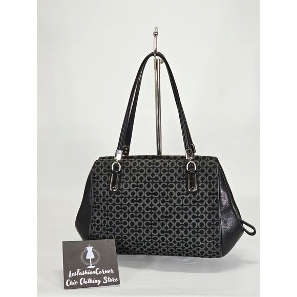 Coach Women's Black Canvas Madison Madeline Satchel Bag Medium 1941 - Picture 8 of 15